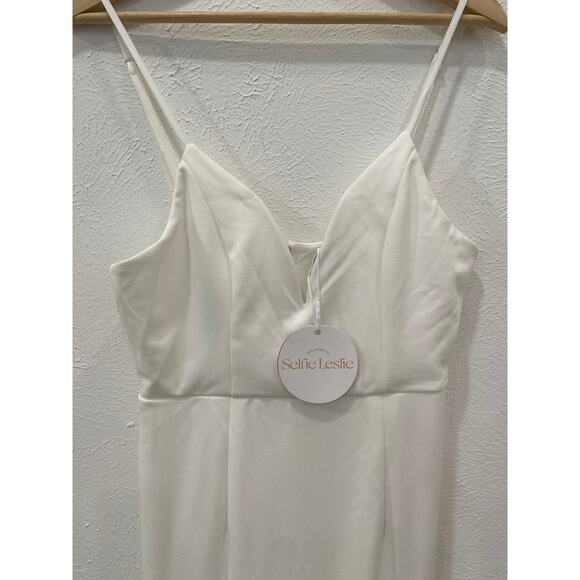 Selfie Leslie Darlene Front Split High/Low Hem Maxi Dress White Large NEW - Picture 6 of 6